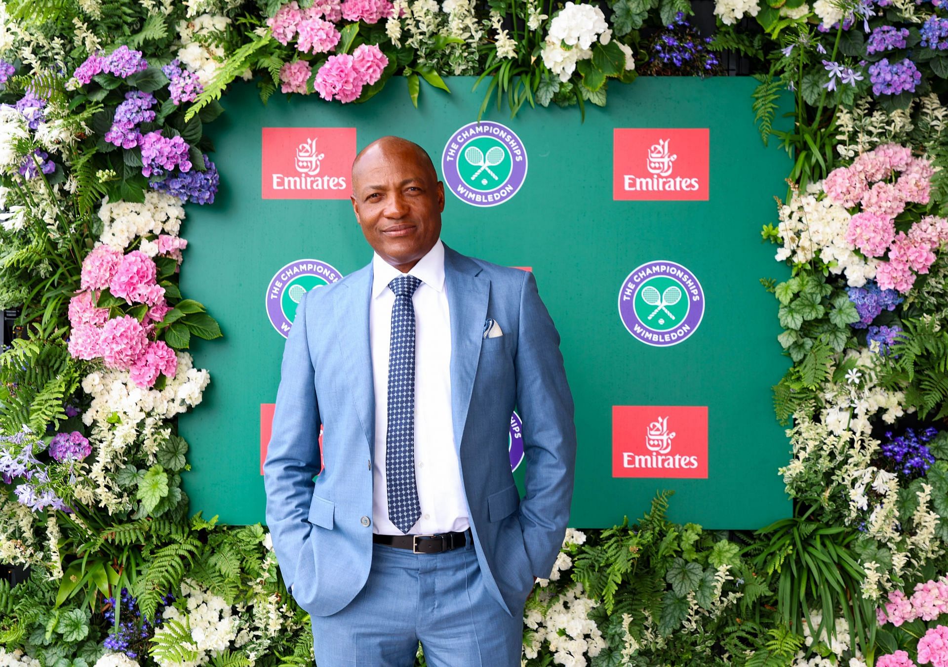 Brian Lara attends as a guest of Emirates, Official Airline Partner of The Championships, Wimbledon on July 6, 2025 in Wimbledon, England. (Photo by Hoda Davaine/Getty Images for Emirates)